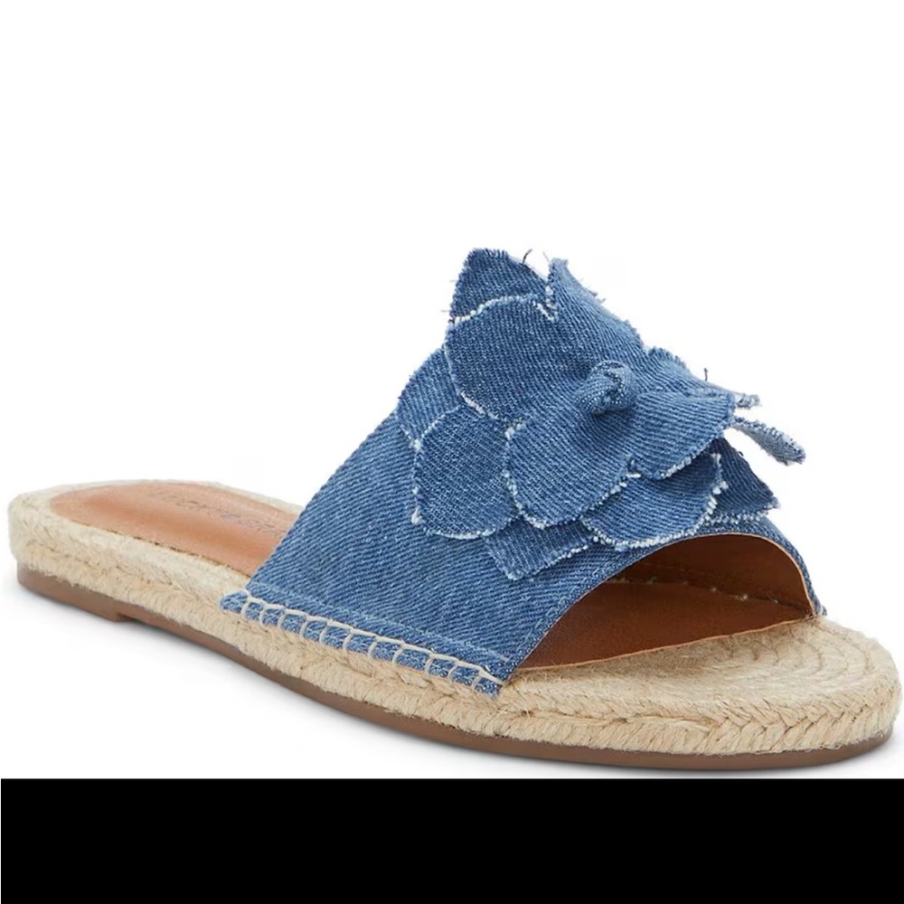 Lucky Brand Blue Denim Espadrille Slides